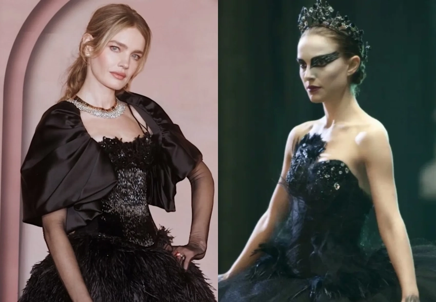 Наталья Водянова вышла в свет в образе "чёрного лебедя"