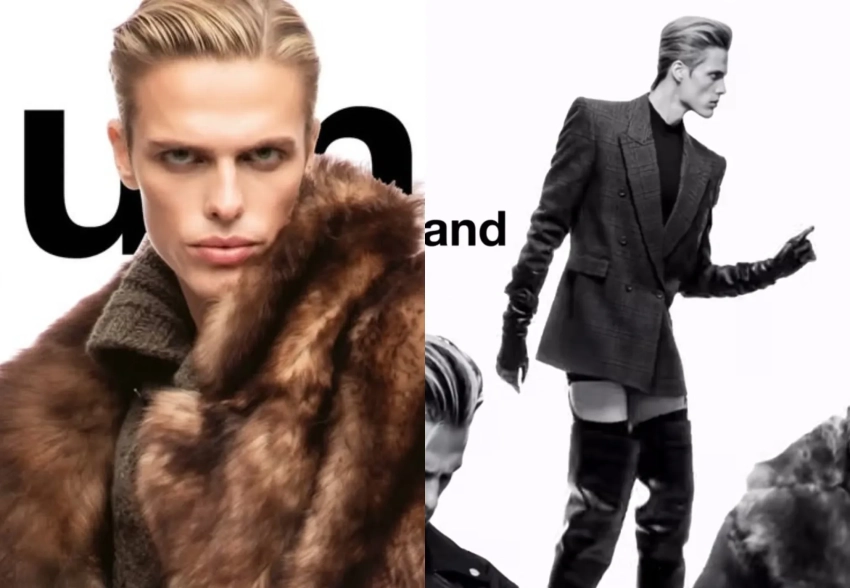 Бойфренд Елены Перминовой Тарас Романов снялся для глянца в шубе и ботфортах