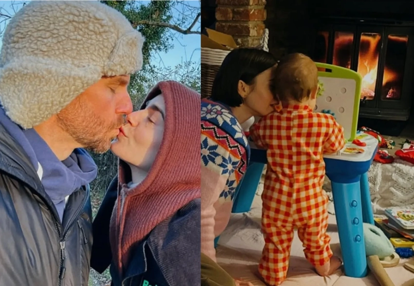 "Первое Рождество нашей Туве". Лили Коллинз поделилась атмосферными фото с подросшей дочерью и мужем