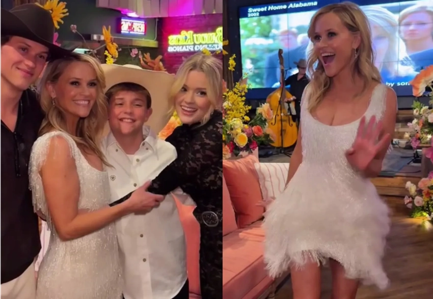 Мини-платье и вечеринка в стиле Дикого Запада: Риз Уизерспун показала, как отметила 50-летие с детьми и близкими